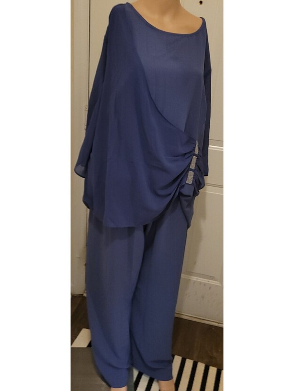 AOVDE Mother of Bride Grayish Blue Women Plus Dress Pants Suit 2 Piece Size 24
